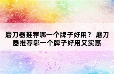 磨刀器推荐哪一个牌子好用？ 磨刀器推荐哪一个牌子好用又实惠